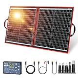 DOKIO - Kit de panel solar de 80W monocristalino portátil plegable para carga de batería de 12 V con controlador de salida USB, impermeable para camping, caravana, barco
