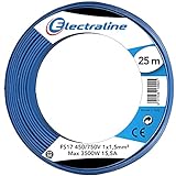 Electraline 13092 - Cable unipolar FS17, sección 1 x 1,5 mm², azul, 25 m