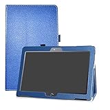 BQ M10 Funda,LFDZ Soporte Cuero con Slim PU Funda Caso Case para 10.1' bq Aquaris M10 FullHD FHD HD/Aquaris M10 Ubuntu Edition Tablet,Azul Oscuro