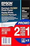 Epson Premium Glossy - Papel Fotográfico, 10 x 15 cm, 2 x 40 hojas, 255 g - Glacé, Blanco