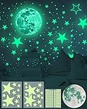 Noa Home Deco Luminoso Pegatinas,435 Piezas,pared Luna Estrellas Puntos Pegatinas Para Niños,pegatinas Fluorescentes Para la Decoración del Techo De la Habitación De Los Niños