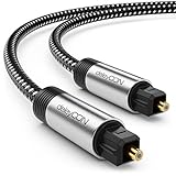 deleyCON 2m Óptico Toslink Cable de Audio Digital Enchufe de Metal Recubrimiento de Nylon SPDIF Cable de Fibra Óptica Dolby DTS Sound - Negro