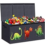 Eave Caja de juguetes con tapa, robusta y plegable, grandes contenedores extraíbles para sala de juegos, dormitorio, hogar, tamaño 99 x 34 x 40 cm
