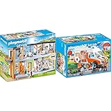 Playmobil City Life: Gran Hospital Set Juguetes, Multicolor, Talla Única (70190) + City Life 70049 Ambulancia con Luces, A Partir De 4 Años