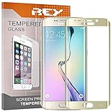 REY 2X Protector de Pantalla 3D para Samsung Galaxy S7 Edge, Oro, Protección Completa, 3D / 4D / 5D