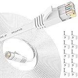Nixsto Cable Ethernet 10 metros, Cable de red Cat 6 alta Velocidad, Cable Internet plano con conector Rj45 para módem Rúter Switch PS4, Compatible con el Cable Lan at 7/Cat 8-Blanco