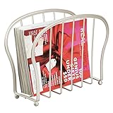 mDesign Revistero de suelo – Elegante cesta de metal para el baño o la oficina – Soporte para periódicos libros, tablets, etc.