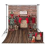 MEHOFOTO - Fondo de madera para estudio fotográfico, diseño navideño con texto «Merry Christmas», color rojo 1,5 m x 2,2 m.