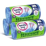 Handy Bag Basura Extra Resistentes, No Gotean, 45 Bolsas, Plástico, Azul, color Azul, 30 l, 650 g