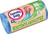 Handy Bag Bolsas de Basura Resistente Antigoteo, 100% Reciclado, Autocierre, 50L, 10 Bolsas, 1 Paquete