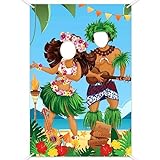 Decoración de Fiesta Hawaiana Foto Prop, 180 * 90 CM Foto Prop de Pareja Luau, Accesorios de Cabina de Fotos de Fiesta con 10 M SOGA, Adornos para Hawaiano Tropical Luau Tiki Fiesta Fondo Decoración