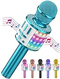 Micrófono Bluetooth, Inalámbrico Karaoke con Altavoz y LED, Portátil Speaker para Niños Canta Partido Musica, Adultos Casa KTV Party para Android/iPhone/PC