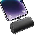 AXNEB Batería Externa para iPhone, 5200mAh 18W PD Mini Power Bank Batería Portátil con Doble Salida y Entrada de Carga Rápida Cargador Portatil para iPhone 14/13 Pro Max/12 Pro/11/SE/X y Más - Negro