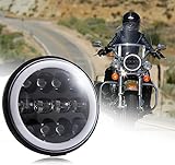 DUILU Faro de moto LED de 7 pulgadas Angel Eye blanco para Cafe Racer Bobber Chopper