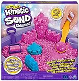Kinetic Sand |Castillo de Arena Shimmer | Arena cinética 454gr | Arena mágica | Arena Colorida Brillante Rosa | 3 Accesorios y Bandeja incluidos | Juguetes para niños y niñas 3 años