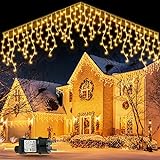 GYLEFY Luces Navidad Exterior 10M 400 LED Prolongable Cortina Guirnalda Luces de Cascada para Navidad Decoración Impermeable Temporizador 8 Modos Memoria -Blanco Cálido