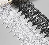 Yulakes - Tiras de algodón de ganchillo, de encaje, 2,74 m y 9 cm, de estilo vintage, para costura, ribeteados, artesanía, manualidades (color negro)