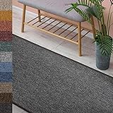Alfombra London | alfombra de salón o camino para cocina, pasillo y sala de estar | resistente y fácil de limpiar | 11 colores y muchos tamaños (67 x 450 cm, gris oscuro 78)