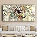 NCHEOI Árbol de la vida de Gustav Klimt paisaje pared arte lienzo carteles e impresiones cuadro moderno de arte de pared para decoración interior del hogar 70x140cm sin marco