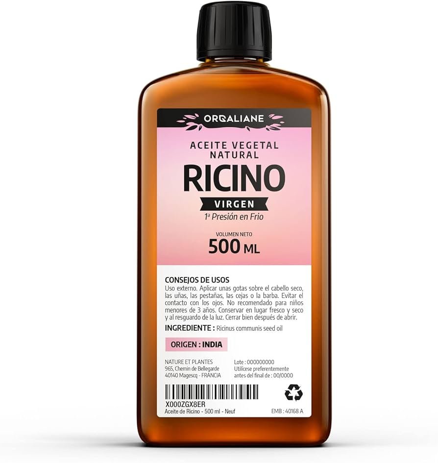 Aceite de Ricino 500 ml - 100 % virgen - 1a presión en frío...