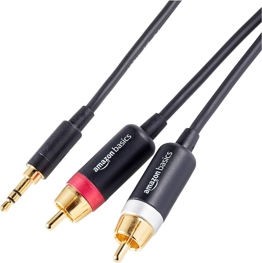 Cable estéreo de audio adaptador RCA de 3,5 mm a 2 machos de Amazon Basics, 4,6 m