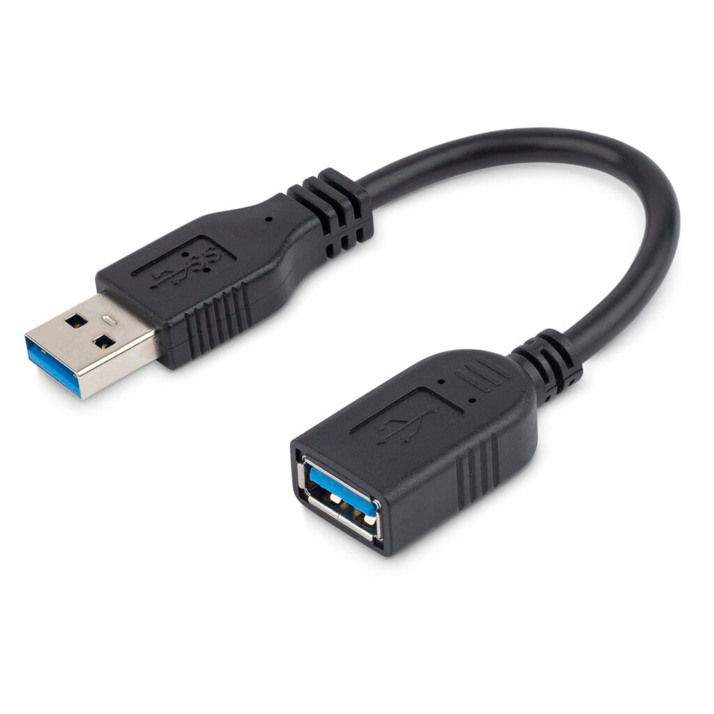 StarTech.com Cable de 15cm Adaptador de Extensión USB 3.0 (5Gbps) - USB-A Macho a USB-A Hembra - Cable Alargador USB 3.2 Gen1 - Negro (USB3EXT6INBK)