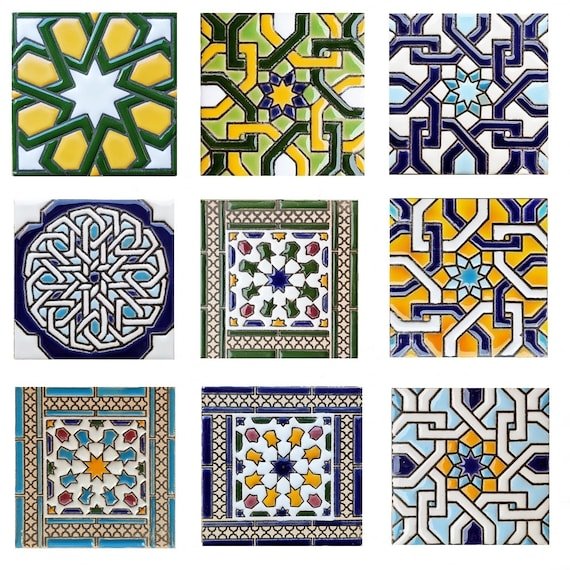 Azulejos de cerámica andaluza 7,5cm 3 , Azulejos españoles para bricolaje...