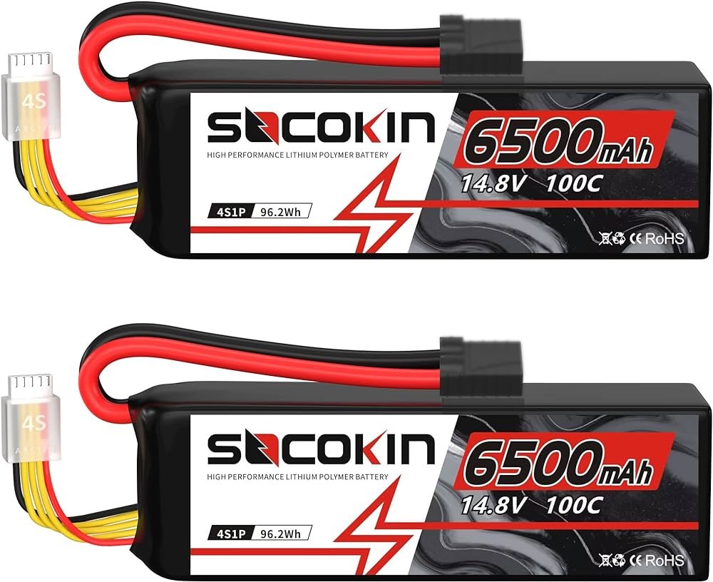 Amazon.com: Socokin 4S Lipo Batería 14.8V 6500mAh 100C con enchufe ...