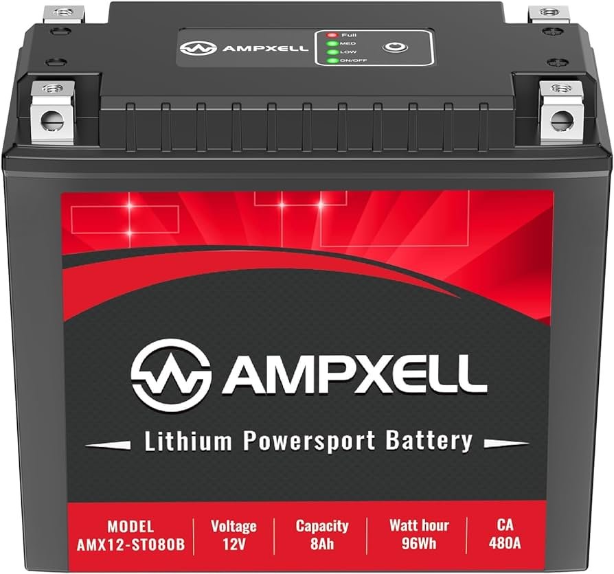 Amazon.com: Batería de litio Powersports 12V 8AH 480A batería de ...