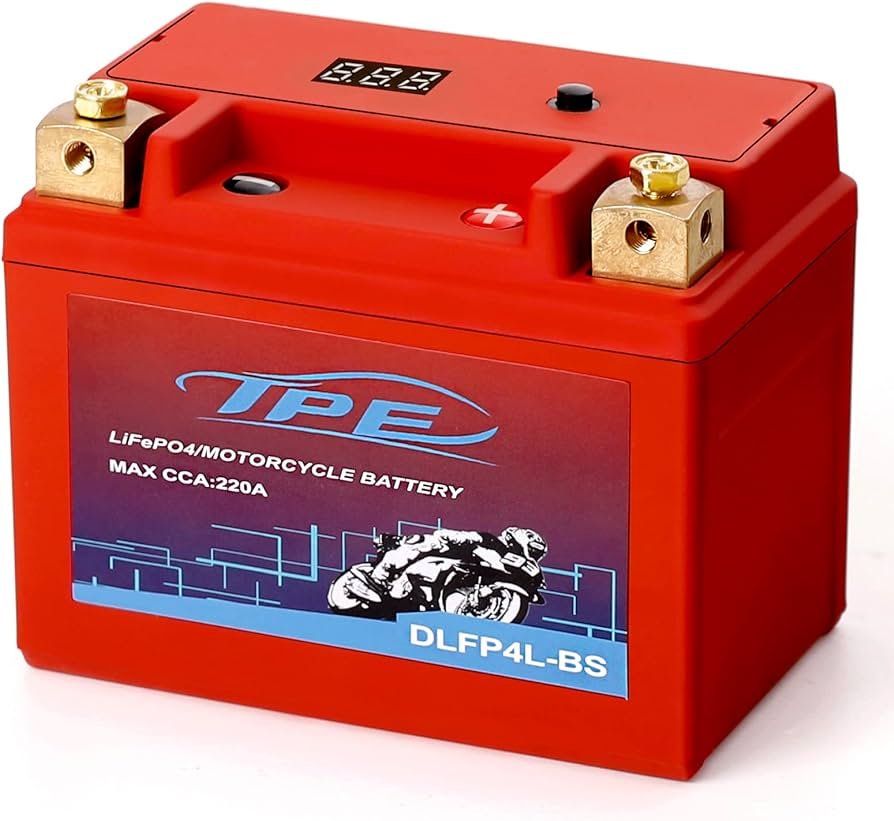 TPE Batería de litio para motocicleta Powersport LiFePO4, batería de arranque de motor 12.8V 2AH 220CCA con BMS (Smart Battery Management System)...