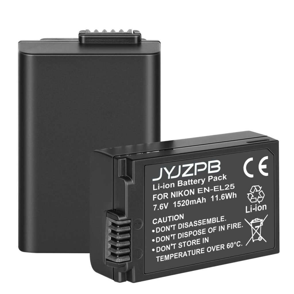 JYJZPB Paquete de 2 baterías EN-EL25 para Nikon Z50, Z 50, Nikon Z FC cámara digital sin espejo Nikon MH-32 Charger, batería de repuesto para Nikon...