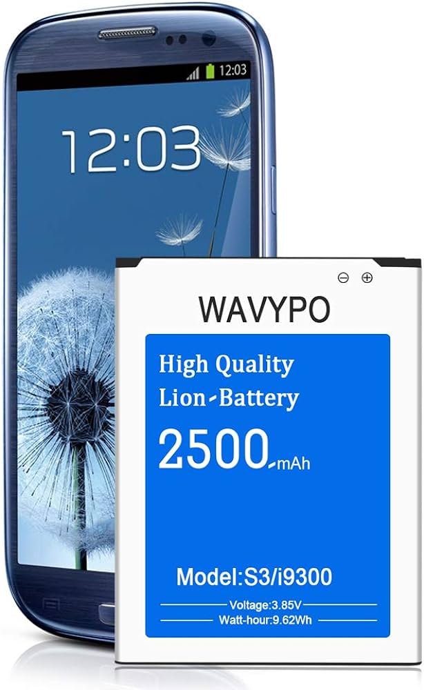 WAVYPO Batería para Galaxy S3 I9300, batería de repuesto de iones de litio de 2500 mAh para Samsung Galaxy S3 I9300, I9305 LTE, I535, T999, I747, ...