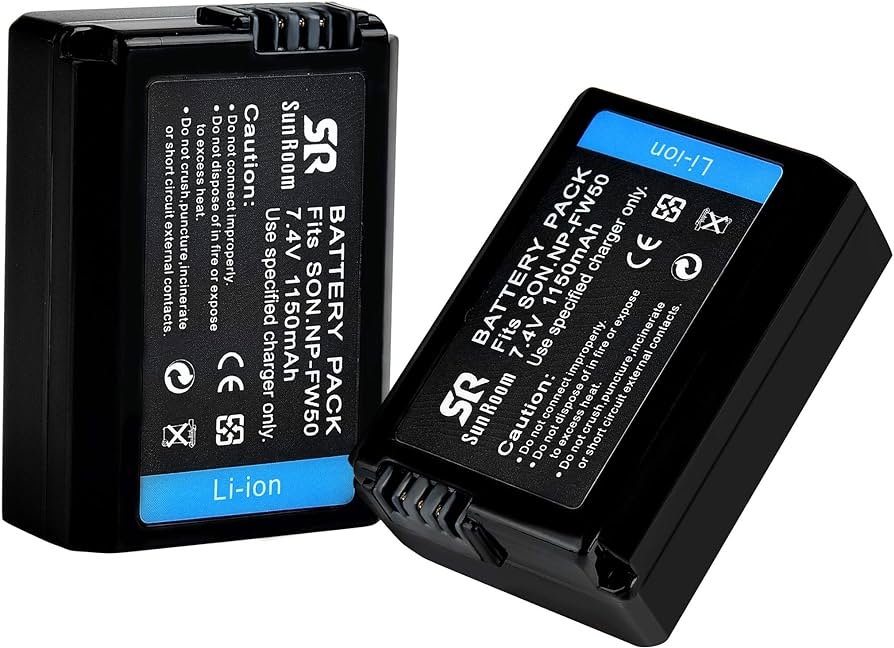 Batería de cámara NP-FW50 SR para Sony A6000, A6500, A6300, A7, A7II, A7SII, A7S, A7S2, A7R, A7R2, A7RII, A55, A5100, RX10, RX10II, baterías de iones...