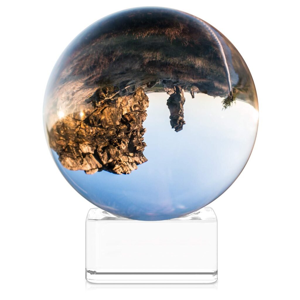 Navaris Bola de Cristal para fotografía - Esfera para Tomar Fotos con Soporte - Bola de Vidrio K9 Transparente para decoración - Ø 70 MM