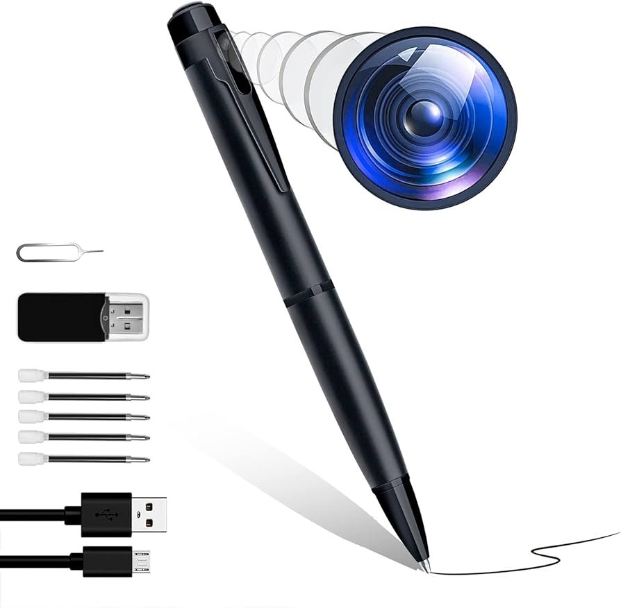 Dvdresged Cámara Espía Pen, 64GB Mini Cámara Espía Bolígrafo 1080P con Detección de Movimiento, Mini Cámara Oculta Pen con Grabación de Audio para...