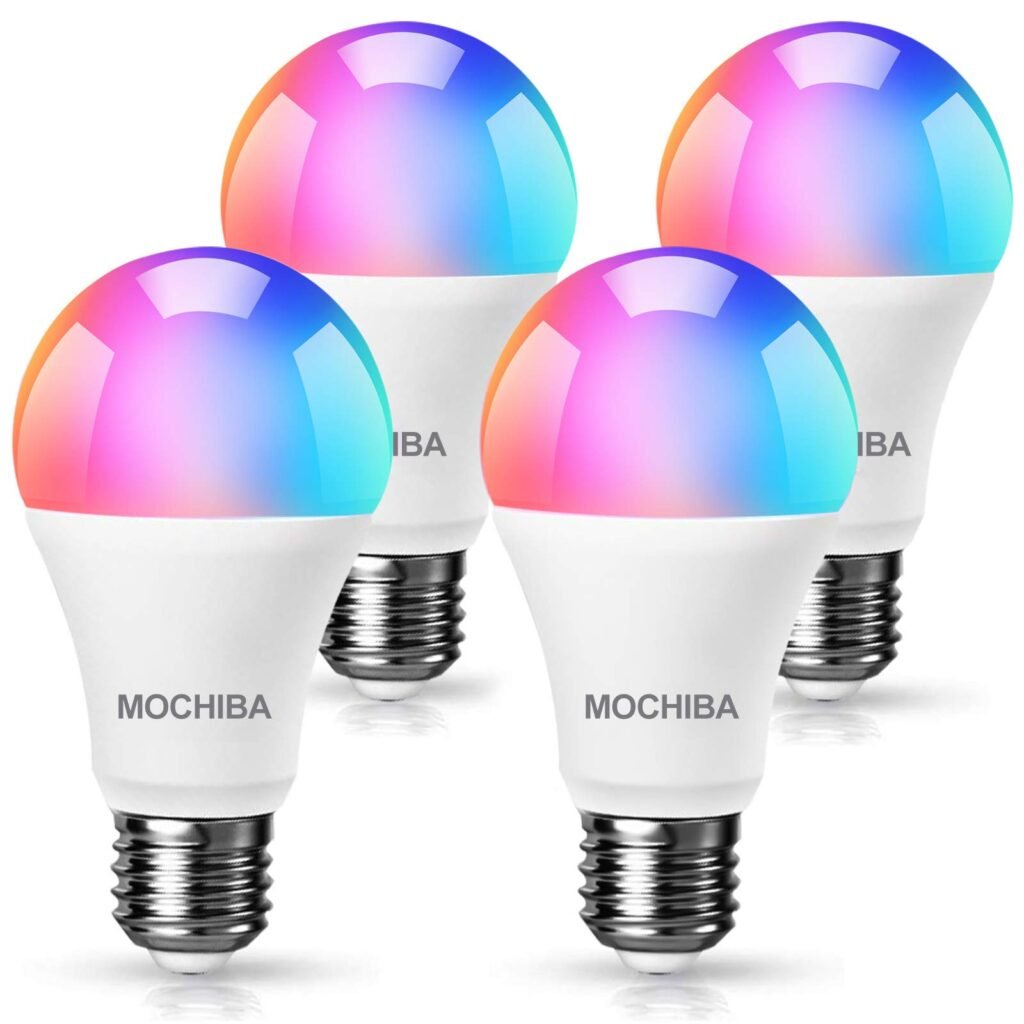 Mochiba Bombillas LED WiFi inteligentes compatibles con Alexa y Google Home Assistant Music Sync Multi Color Cambio A19 E26 10W 900LM (equivalente a...