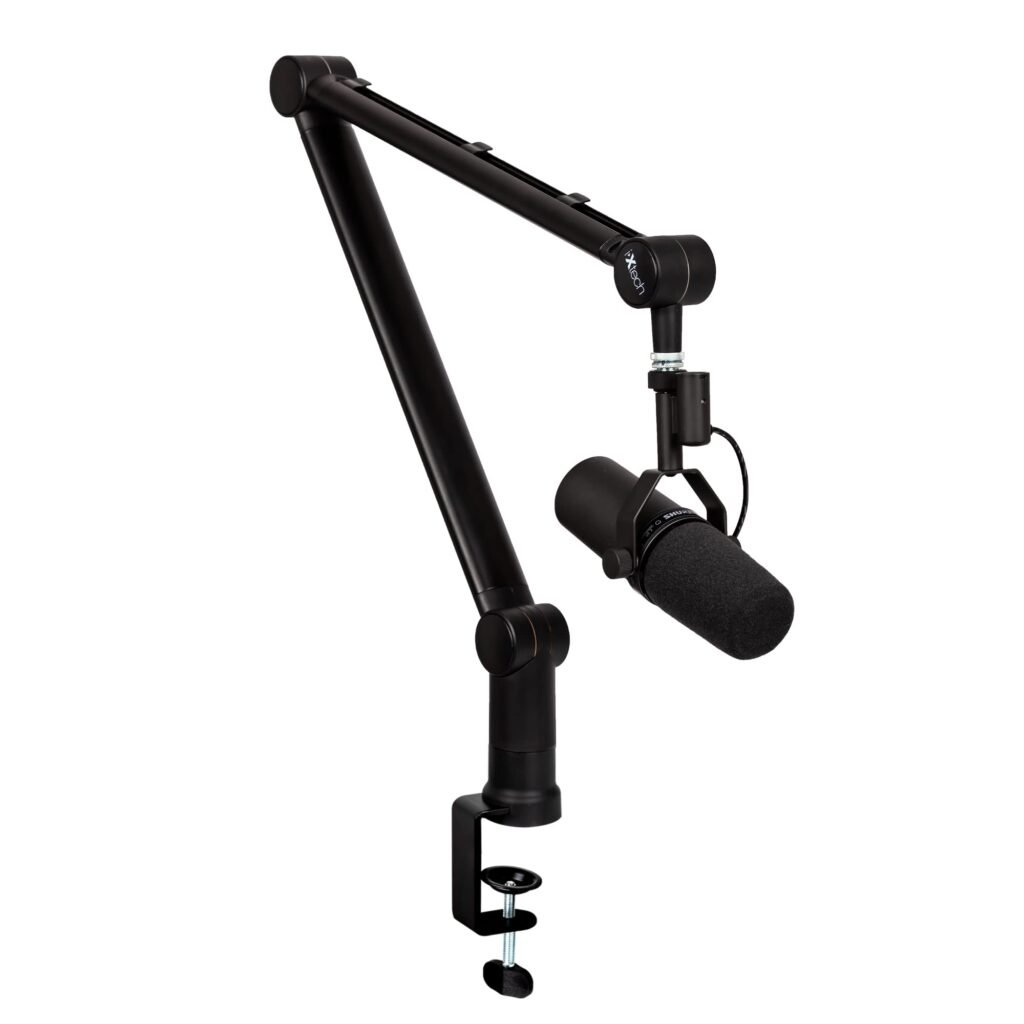 IXTECH Brazo de brazo – Micrófono giratorio ajustable de 360° de acero inoxidable resistente, soporte de mesa plegable con brazos de montaje estable...