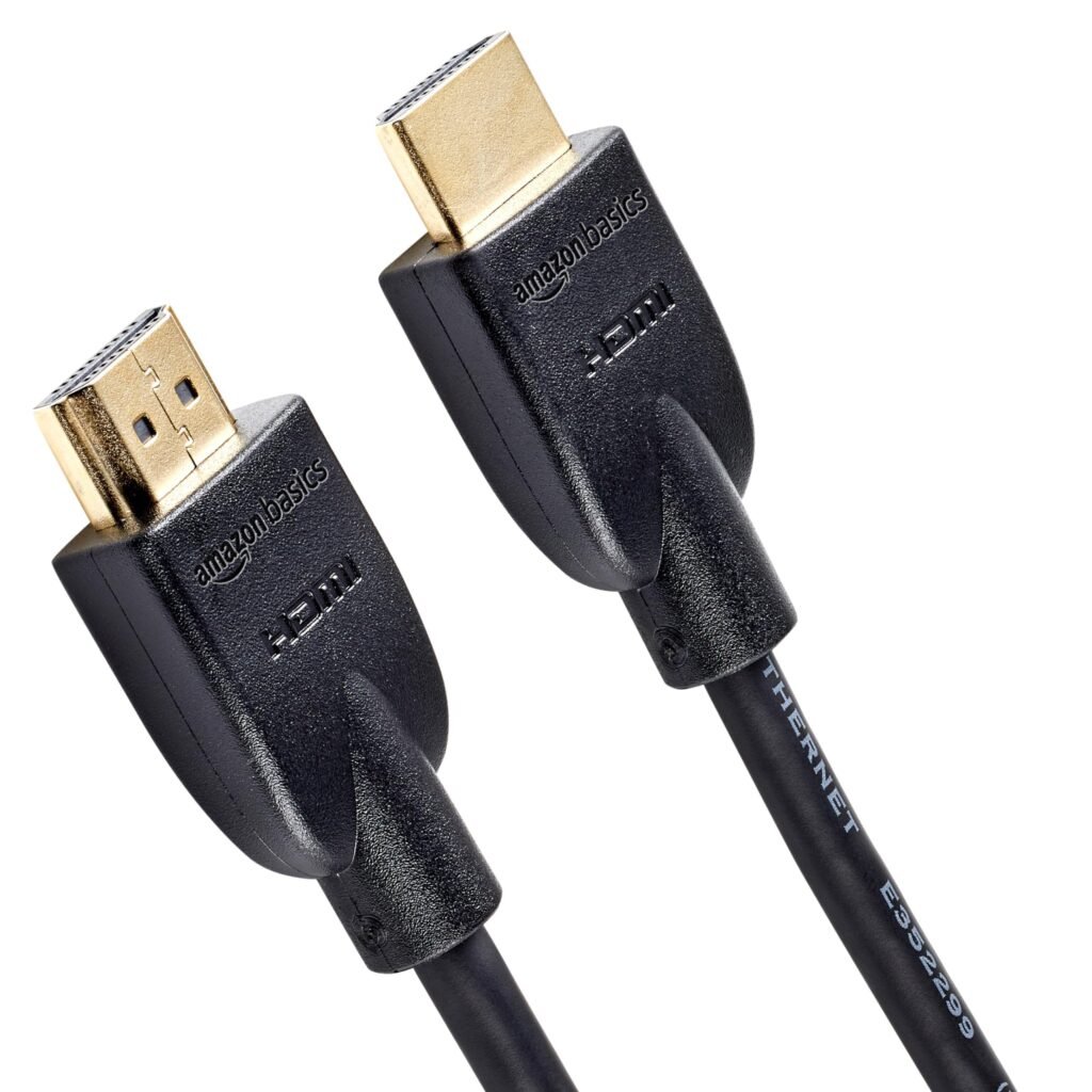 Amazon Basics Cable HDMI 2.0 de alta velocidad Ultra HD, compatible con formatos 3D y con canal de retorno de audio, 1,8 m, 6 Pies, Negro