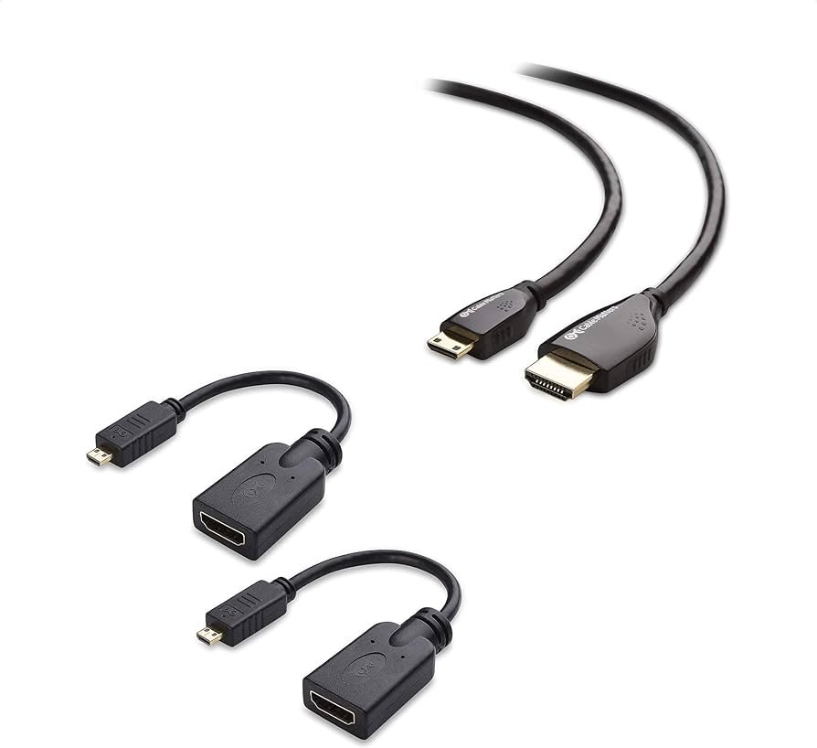 Cable Matters Cable HDMI a Mini HDMI de alta velocidad (mini HDMI a HDMI) listo para resolución 4K de 15 pies y paquete de 2 adaptadores micro HDMI a...
