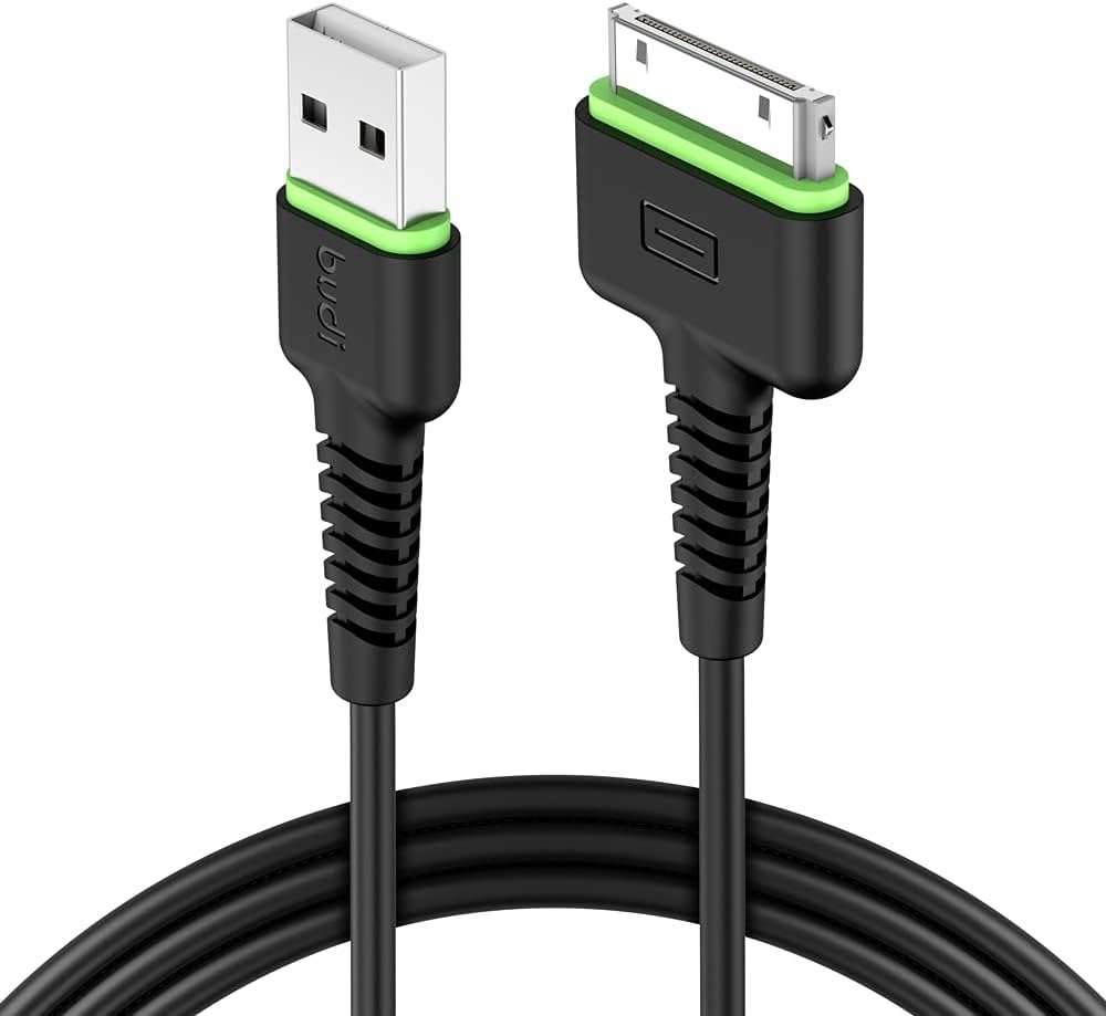 BUDI Cable de carga para iPhone 4S, cargador de iPad de 30 pines para iPhone 4 4S 3G 3GS Cable de carga USB Sync Cable de carga, adaptador base de...