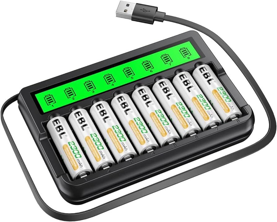 Amazon.com: EBL Baterías AA recargables y cargador de batería con ...