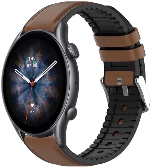 Correa de reloj de cuero compatible con Amazfit GTR 3, correa de reloj de silicona de 22 mm compatible con GTR 3 Pro
