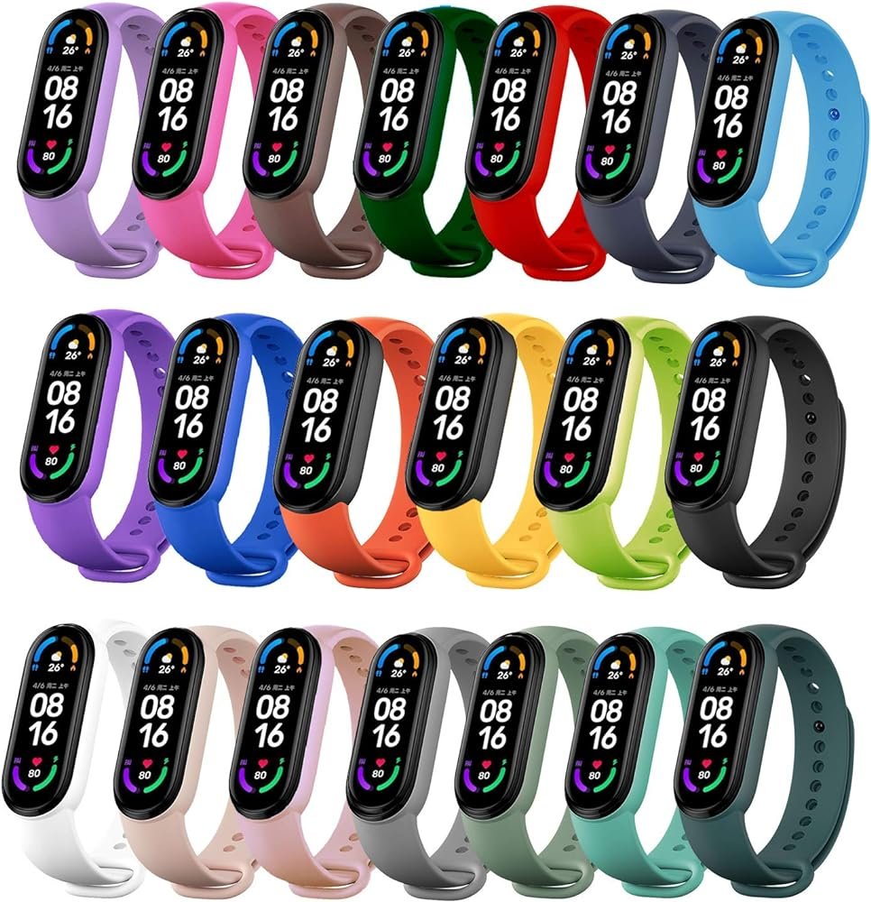 PIXESTT - Correas para Mi Band 6/Mi Band 5, correa de reloj inteligente de silicona antipérdida diseñada accesorios pulsera ajustable para Xiaomi Mi...
