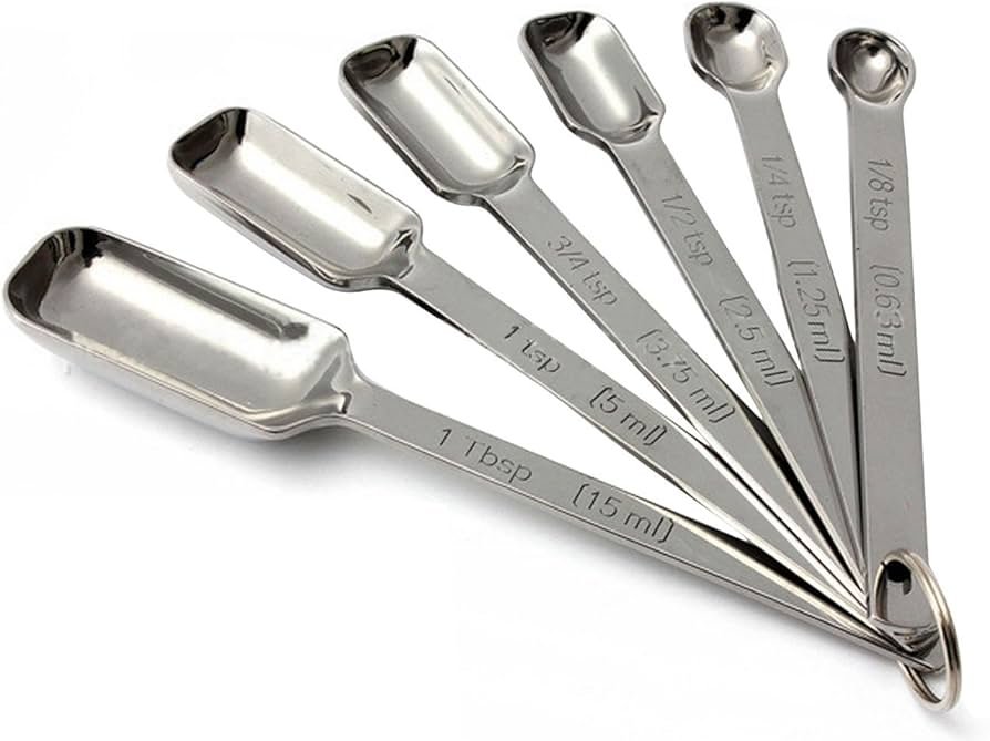 Penta Angel Juego de 6 cucharas medidoras de acero inoxidable (cuchara cuadrada)