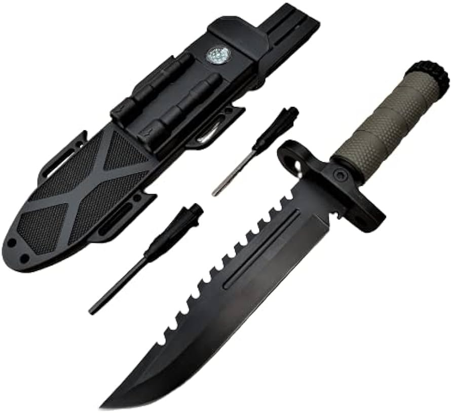 Amazon.com: Cuchillo táctico de caza, cuchillo de supervivencia de ...