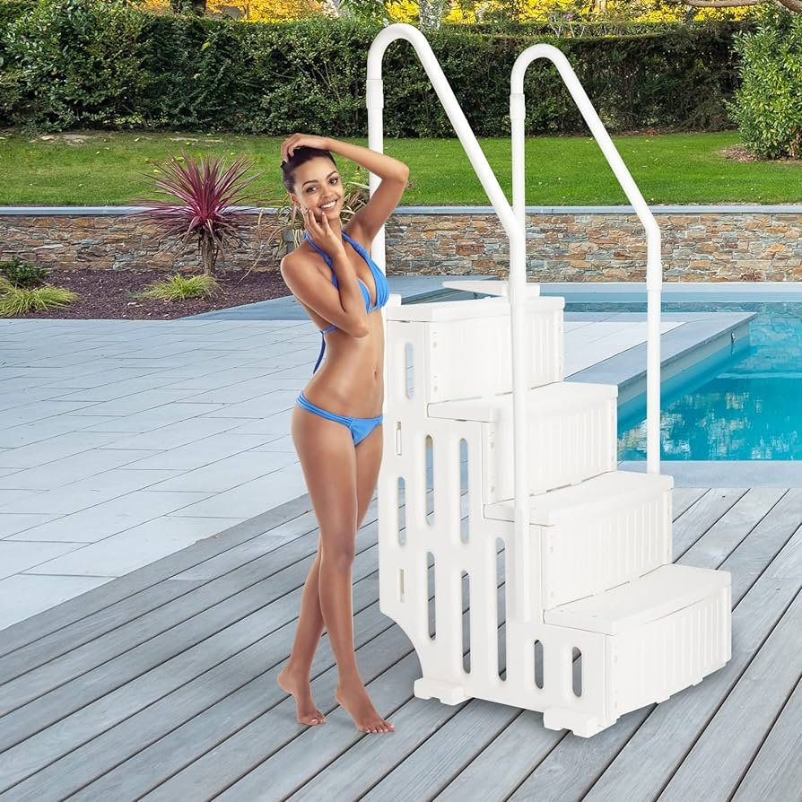 Amazon.com: VINGLI Escalera de piscina resistente con 4 escalones ...