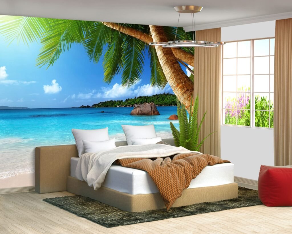 JHISY Mural de pared para pared, diseño de paisaje marino de playa, murales grandes para paredes para sala de estar, dormitorio, papel pintado...