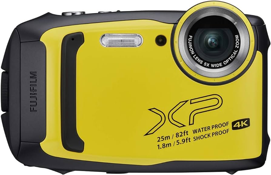 Fujifilm FinePix XP140 - Cámara digital impermeable con tarjeta SD de 16 GB, color amarillo