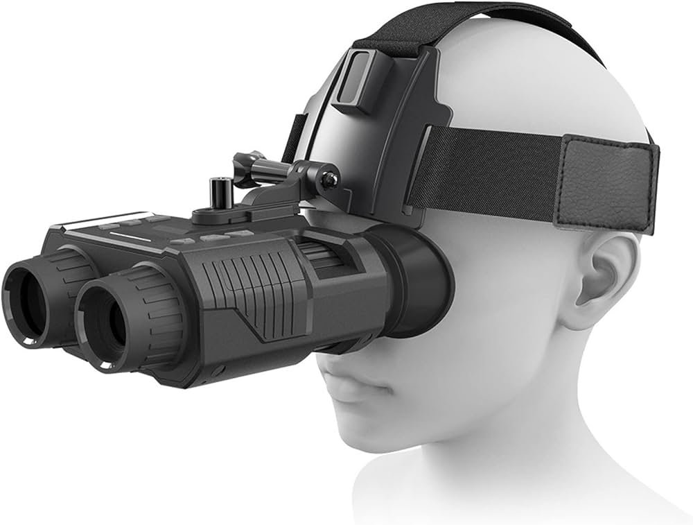 Acogedor Binoculares de visión nocturna 1080P, montaje en la cabeza, gafas de visión nocturna recargables manos libres, infrarrojo IR 850 NM, aumento...