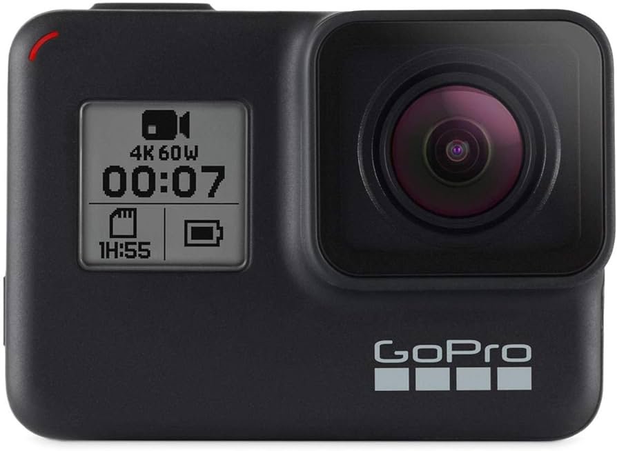 GoPro HERO7 Black - Cámara de acción digital impermeable con pantalla táctil 4K HD video 12 MP fotos, reproducción en línea, estabilización